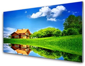 Üvegkép Grass Lake Nature House 100x50 cm 2 fogas