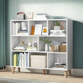 Könyvespolc polcos szekrény 100x24x104cm fehér KW3-100