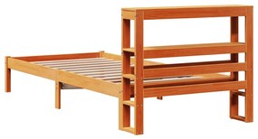 viaszbarna tömör fenyőfa ágykeret fejtámlával 75 x 190 cm