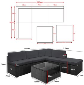 Deuba Kerti rattan szett Rouen - fekete/antracit párnák