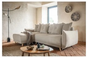 Bézs kordbársony kinyitható sarokkanapé (variálható) Lazy Lukka – Miuform