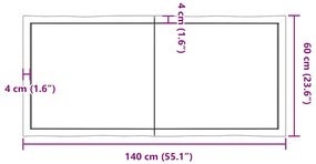 sötétbarna kezelt tömör asztallap 140x60x(2-4) cm