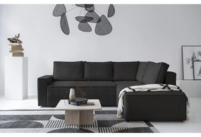 Antracitszürke kordbársony kinyitható sarokkanapé (jobb oldali) Brave Dave – Miuform