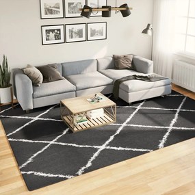 PAMPLONA fekete és krém bolyhos modern szőnyeg 240 x 340 cm