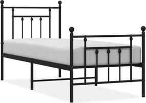 vidaXL fekete fém ágykeret fej- és lábtámlával 75 x 190 cm