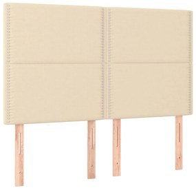 krémszínű szövet rugós és LED-es ágy matraccal 140x190cm