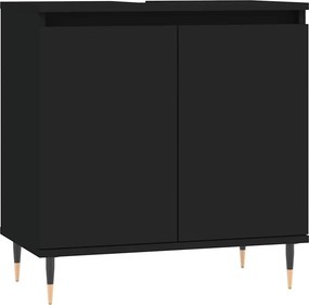 vidaXL fekete szerelt fa mosdószekrény 58x33x60 cm