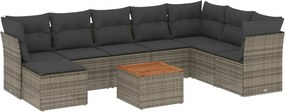 vidaXL 9 részes szürke polyrattan kerti ülőgarnitúra párnákkal