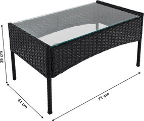 Kerti 4 részes rattan szett, fekete/bézs, RATANA
