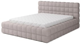 Világos rózsaszín kárpitozott ágyneműtartós franciaágy ágyráccsal 160x200 cm Dizzle – ELTAP