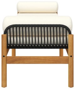 polyrattan akácfa kerti pad fekete párnával