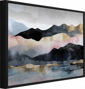Fém Kép Fekete Keretben Hegyek Fekete Loft Fürdőszoba Konyha 150x100