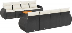 vidaXL 9 részes fekete polyrattan kerti ülőgarnitúra párnákkal