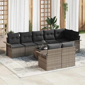 Kerti Kanapé Szett párnával tárolóval 9 pcs Szürke Poli rattan