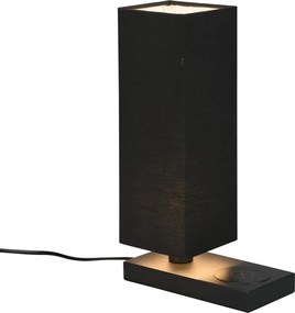 Matt fekete asztali lámpa vezeték nélküli töltővel (magasság 35 cm) Haley – Trio