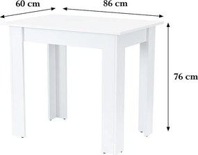 Yorki Standard étkezőasztal 86x60 cm fehér