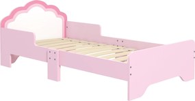 ZONEKIZ Gyermekágy 3-6 Éveseknek 143 x 74 x 55 cm Felhő Mintával - Rácsos Alap Tartozék, Modern Rózsaszín Szoba | Aosom