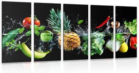 5-részes kép organikus gyümölcs és zöldség