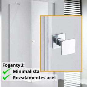 Stuxi Bari 70x80 aszimmetrikus nyílóajtós zuhanykabin 6 mm vízlepergető biztonsági üveggel, króm