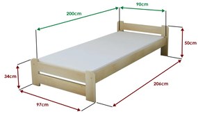 Emily ágy 90x200 cm, fehér Ágyrács: Lamellás ágyrács, Matrac: Deluxe 10 cm matrac