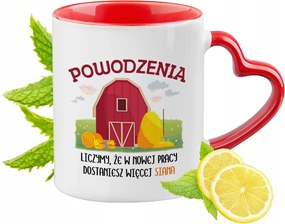 Búcsú a munkától Piros bögre szív alakú füllel Ajándék