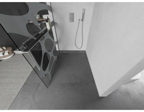 Mexen Kioto+ L, Walk-In zuhany paraván polccal és akasztóval 70 x 200 cm, 8 mm átlátszó üveg fehér mintás, króm profil, 800-070-123-01-97