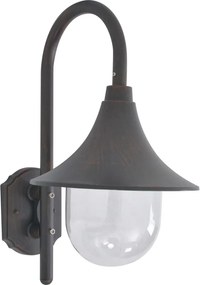 vidaXL bronzszínű alumínium kerti falilámpa, E27, 42 cm