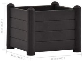 Antracitszürje kerti PP magaságyás 43 x 43 x 35 cm