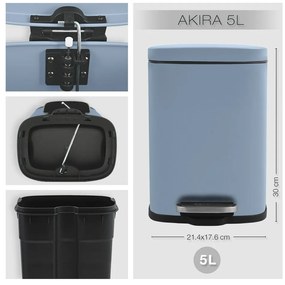 Világoskék acél pedálos szemetes 5 l Akira – Spirella