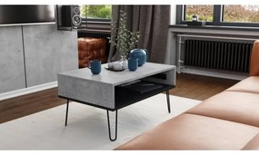 HALIJA konferenciás asztal emelhető lappal, polccal, szürke beton/fekete