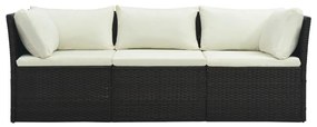 4 részes barna polyrattan kerti bútorszett párnával