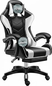 Likeregal 920 gamer szék lábtartóval, masszázs funkcióval, fehér