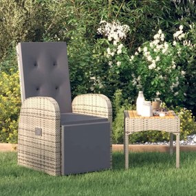 Szürke dönthető háttámlás polyrattan kerti szék párnával