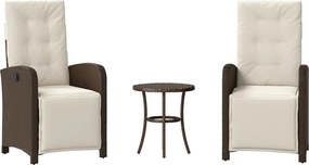 vidaXL 3 részes barna polyrattan bisztrógarnitúra párnákkal