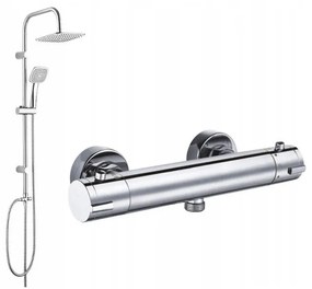 Mexen KAI - zuhanygarnitúra fejzuhannyal, falra szerelhető termosztatikus csaptelep alsó zuhanycsatlakozóval, króm, 77100-00 + PG7 20KX