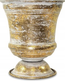 Virágtartó Fém Fedél Arany 16x13cm Retro Öregített 15