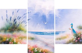 Kép - romantikus tengerpart, olajfestmény (90x60 cm)