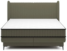 Kontinentális franciaágy 140 cm Dalmo 140 (ágyráccsal) (tárolóhellyel) (zöld + fekete). 1099665