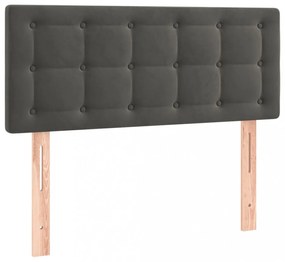 sötétszürke bársony LED-es fejtámla 90x5x78/88 cm