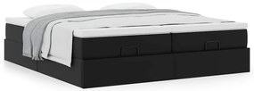 Ottomán ágykeret matracokkal Fekete 180x200cm műbőr