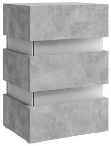 Betonszürke szerelt fa LED-es éjjeliszekrény 45 x 35 x 67 cm