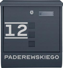 Postaláda Levél Tubus Antracit Minta Felirat