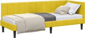 vidaXL Sarokágy keret fejtámlával Sárga 80 cm x 200 cm Bársony