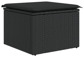 9 részes fekete polyrattan kerti ülőgarnitúra párnákkal