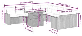 11 részes szürke polyrattan kerti ülőgarnitúra párnákkal