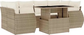 vidaXL 7 részes bézs polyrattan kerti ülőgarnitúra párnákkal
