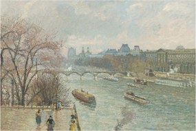 Kép - Camille Pissarro, The Louvre, Afternoon, Rainy Weather, reprodukciók (90x60 cm)