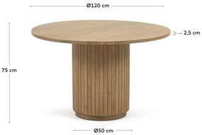 Natúr színű mangófa kerek étkezőasztal ø 120 cm Licia – Kave Home