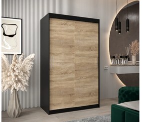 Ruhásszekrény 120 cm Toki (matt fekete + szonoma tölgy). 1064810
