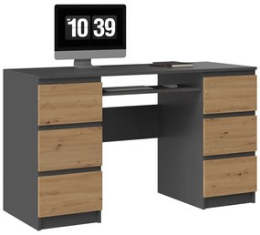 Riano MIX Kuba számítógépasztal, 130x76x51 cm, antracit-tölgy